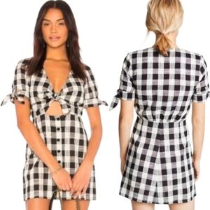 BEC + BRIDGE Tartan Plaid Tie Front Mini Dress - Size 8
